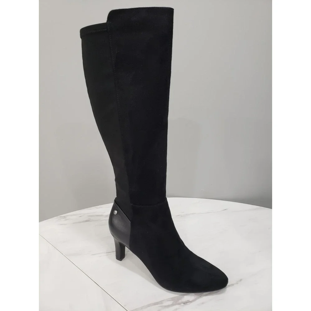 NEW SIZE 7.5 - LifeStride Women's Gracie Dress Boots Black Knee High Suede